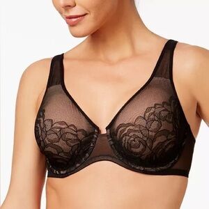 NWT! Wacoal Stark Beauty Rose-Lace Black Molded Underwire Bra SZ 42D 855225